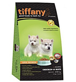 Tiffany Puppy 15 Kg. สูตรเนื้อไก่และข้าว สำหรับลูกสุนัขพันธุ์กลาง-ใหญ่