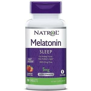 อาหารเสริมเมลาโทนิน Natrol Melatonin Fast Dissolve Tablets Strawberry