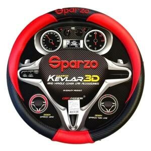 SPARZO ที่หุ้มพวงมาลัย Kevlar 3D (สีดำ-แดง) ใส่ได้ทุกรุ่นทั้งรถเก๋งและรถกระบะ