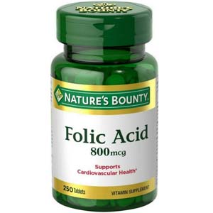อาหารเสริมกรดโฟลิก Nature's Bounty Folic Acid Maximum Strength