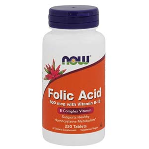 อาหารเสริมกรดโฟลิก Now Foods Folic Acid with Vitamin B-12