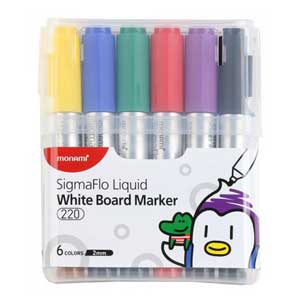 ปากกาไวท์บอร์ด Monami SigmaFlo Liquid แพ็ค6สี