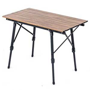 โต๊ะพับอลูมิเนียมลายไม้ โต๊ะแคมป์ปิ้ง ปรับสูงต่ำได้