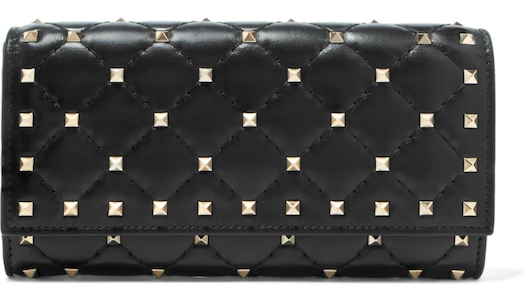 กระเป๋าสตางค์ วาเลนติโน : Valentino Garavani The Rockstud Spike quilted leather wallet