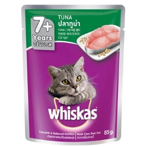อาหารแมวแบบเปียก WHISKAS วิสกัสเพาช์ 7+ ปลาทูน่า
