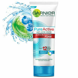 โฟมล้างหน้า Garnier Skin Naturals Pure Active Anti-Acne White Acne & Oil Clearing Foam