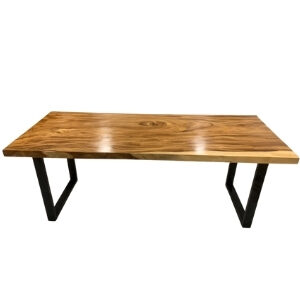 โต๊ะประชุมไม้แผ่นเดียว ไม้จามจุรี (ท็อปไม้ขอบธรรมชาติ) ขาเหล็กพ่นดำ สไตล์โมเดิร์น