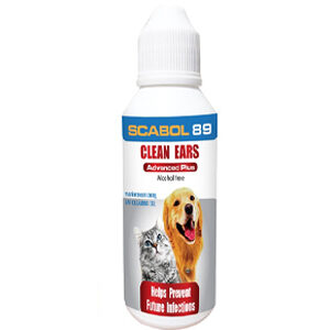 SCABOL 89 น้ำยาเช็ดหูหมา/แมว ไม่มีแอลกอฮอล์ ป้องกันเชื้อรา/ยีสต์ ลดกลิ่นสาปในหู