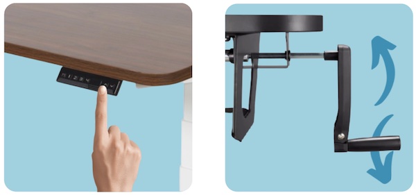 โต๊ะทำงานปรับแบบอิเล็กทรอนิกส์หรือแบบปรับด้วยมือ