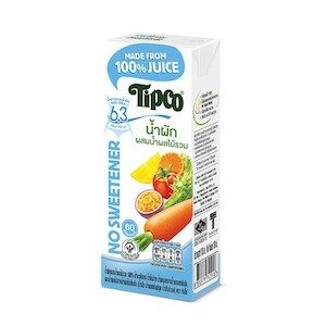 TIPCO น้ำผักผสมน้ำผลไม้รวม 100% สูตรหวานน้อย ตราทิปโก้ [24 กล่อง]