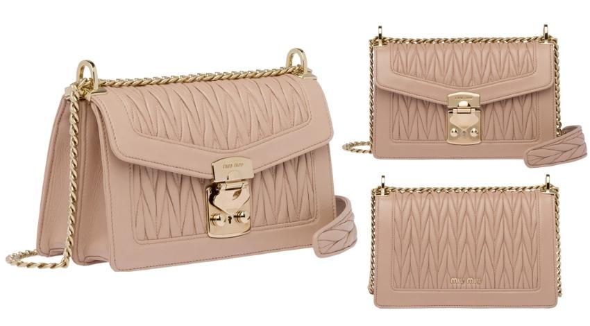 miu confidential matelassé nappa leather bag