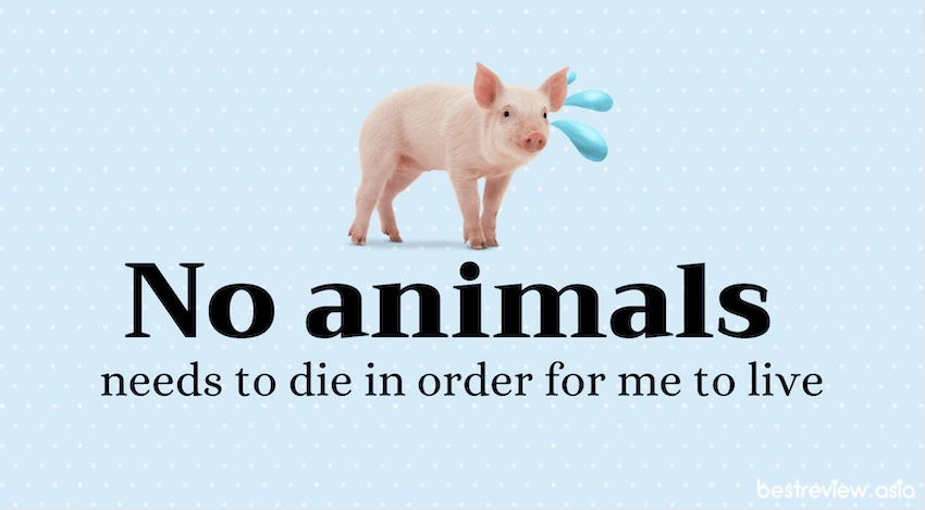 No animals needs to die in order for me to live จะไม่ต้องมีสัตว์ตัวไหนที่ต้องตายเพื่อให้ฉันมีชีวิตอยู่