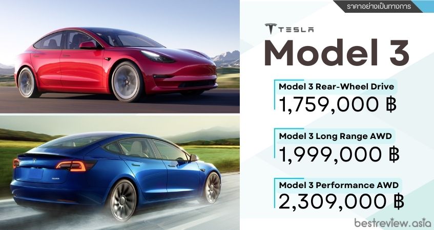ราคาอย่างเป็นทางการของ Tesla Model 3